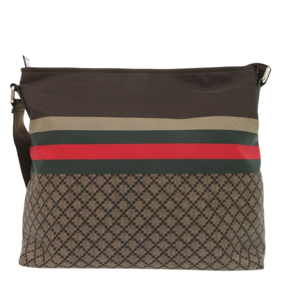 美品 グッチ ディアマンテ シェリーライン 270410 ナイロン レザー ブラウン ショルダーバッグ 0943【中古】GUCCI