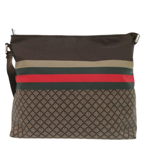 美品 グッチ ディアマンテ シェリーライン 270410 ナイロン レザー ブラウン ショルダーバッグ 0943【中古】GUCCI