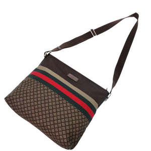 美品 グッチ ディアマンテ シェリーライン 270410 ナイロン レザー ブラウン ショルダーバッグ 0943【中古】GUCCI