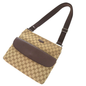 グッチ 256100 GGキャンバス レザー ベージュ ブラウン ショルダーバッグ 1072【中古】GUCCI