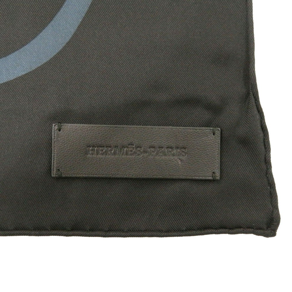 新品同様 エルメス カレ90 シルク ビーズ ブラック ゴールド 黒 金 レザータグ スカーフ 1249【中古】HERMES