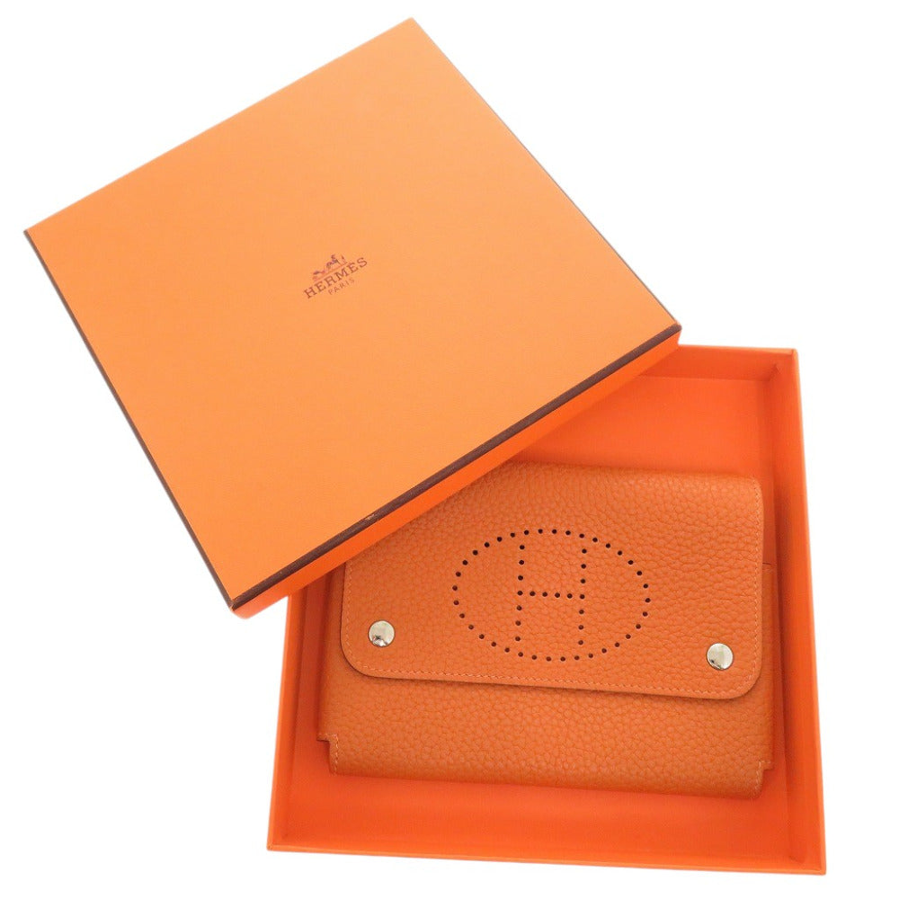 美品 エルメス エテュイカルトGM エヴリン トリヨンクレマンス オレンジ □O刻印(2011年製) シルバー金具 トランプケース 1264【中古】HERMES