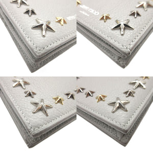 新品同様 ジミーチュウ HANNE スタースタッズ レザー グレー コンパクトウォレット 2つ折り財布 財布 1266-10【中古】JIMMY CHOO