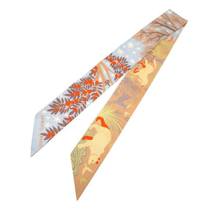 美品 エルメス ツイリー オルフェウスの魅力に誘われて スカーフ シルク シエル/ベージュローズ/ヴァーミリオン 1287【中古】HERMES