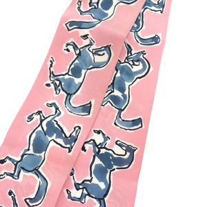 美品 エルメス ツイリー chevaux en liberte 自由の馬 シルク ピンク スカーフ 1289【中古】HERMES