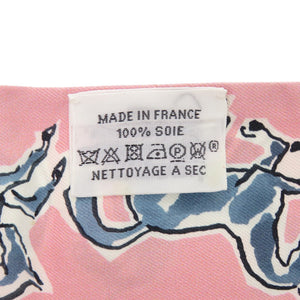 美品 エルメス ツイリー chevaux en liberte 自由の馬 シルク ピンク スカーフ 1289【中古】HERMES