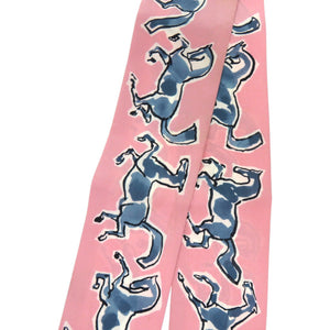 美品 エルメス ツイリー chevaux en liberte 自由の馬 シルク ピンク スカーフ 1292【中古】HERMES