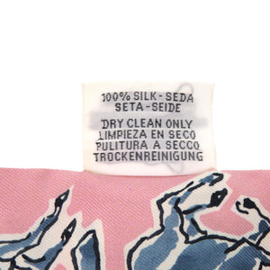 美品 エルメス ツイリー chevaux en liberte 自由の馬 シルク ピンク スカーフ 1292【中古】HERMES