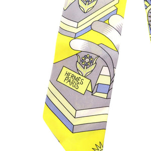 美品 エルメス ツイリー ペガサスの源泉 La Source de Pegase シルク イエロー 黄 スカーフ 1293【中古】HERMES