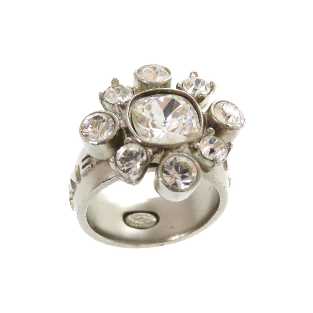 美品 シャネル ココマーク メタル/クリスタル シルバー 13号(日本サイズ) リング 指輪 アクセサリー 1294【中古】CHANEL