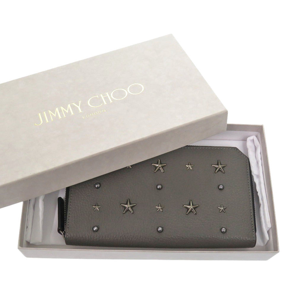 美品 ジミーチュウ スタースタッズ グレー 長財布 1313【中古】JIMMY CHOO