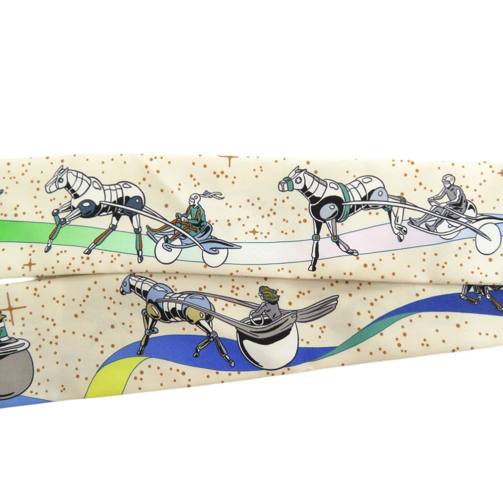 美品 エルメス スペースダービー Space Derby ツイリー スカーフ シルク マルチカラー 1315【中古】HERMES