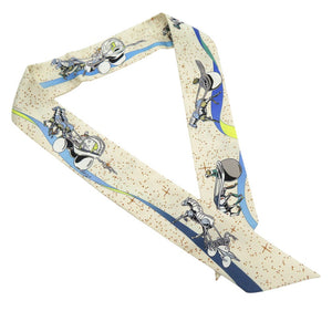 美品 エルメス スペースダービー Space Derby ツイリー スカーフ シルク マルチカラー 1315【中古】HERMES