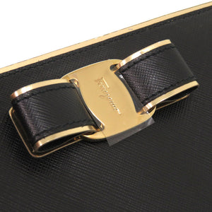 未使用 サルヴァトーレ フェラガモ ヴァラリボン JL 22C248 レザー ブラック 黒 L字ファスナー長財布 財布 1321【中古】Salvatore Ferragamo