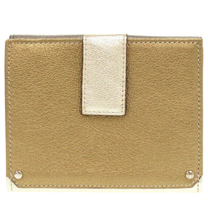 新品同様 サルヴァトーレフェラガモ Wホック財布 ガンチーニ JP-22-6164 レザー シルバー ゴールド 1332 二つ折り財布【中古】Salvatore Ferragamo