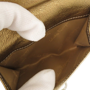 新品同様 サルヴァトーレフェラガモ Wホック財布 ガンチーニ JP-22-6164 レザー シルバー ゴールド 1332 二つ折り財布【中古】Salvatore Ferragamo