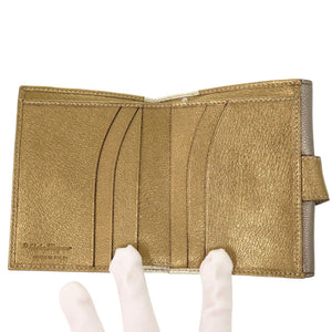 新品同様 サルヴァトーレフェラガモ Wホック財布 ガンチーニ JP-22-6164 レザー シルバー ゴールド 1332 二つ折り財布【中古】Salvatore Ferragamo