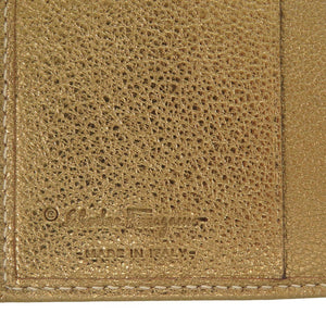 新品同様 サルヴァトーレフェラガモ Wホック財布 ガンチーニ JP-22-6164 レザー シルバー ゴールド 1332 二つ折り財布【中古】Salvatore Ferragamo