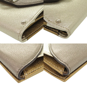 新品同様 サルヴァトーレフェラガモ Wホック財布 ガンチーニ JP-22-6164 レザー シルバー ゴールド 1332 二つ折り財布【中古】Salvatore Ferragamo