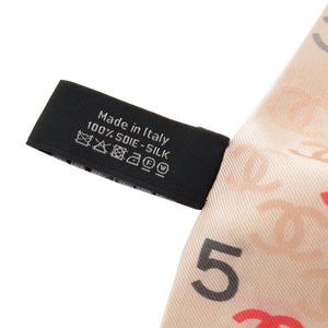 美品 シャネル ココマーク クローバー ピンク シルク ツイリー スカーフ 1351 【中古】 CHANEL