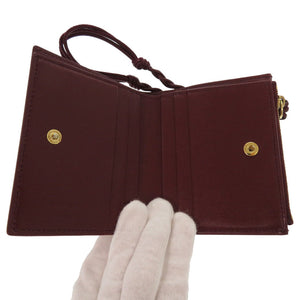 新品同様 ジルサンダー ミニフレンチウォレット TANGLE レザー GARNET RED ボルドー ワイン色  二つ折り財布 1377【中古】JIL SANDER