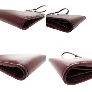 新品同様 ジルサンダー ミニフレンチウォレット TANGLE レザー GARNET RED ボルドー ワイン色  二つ折り財布 1377【中古】JIL SANDER