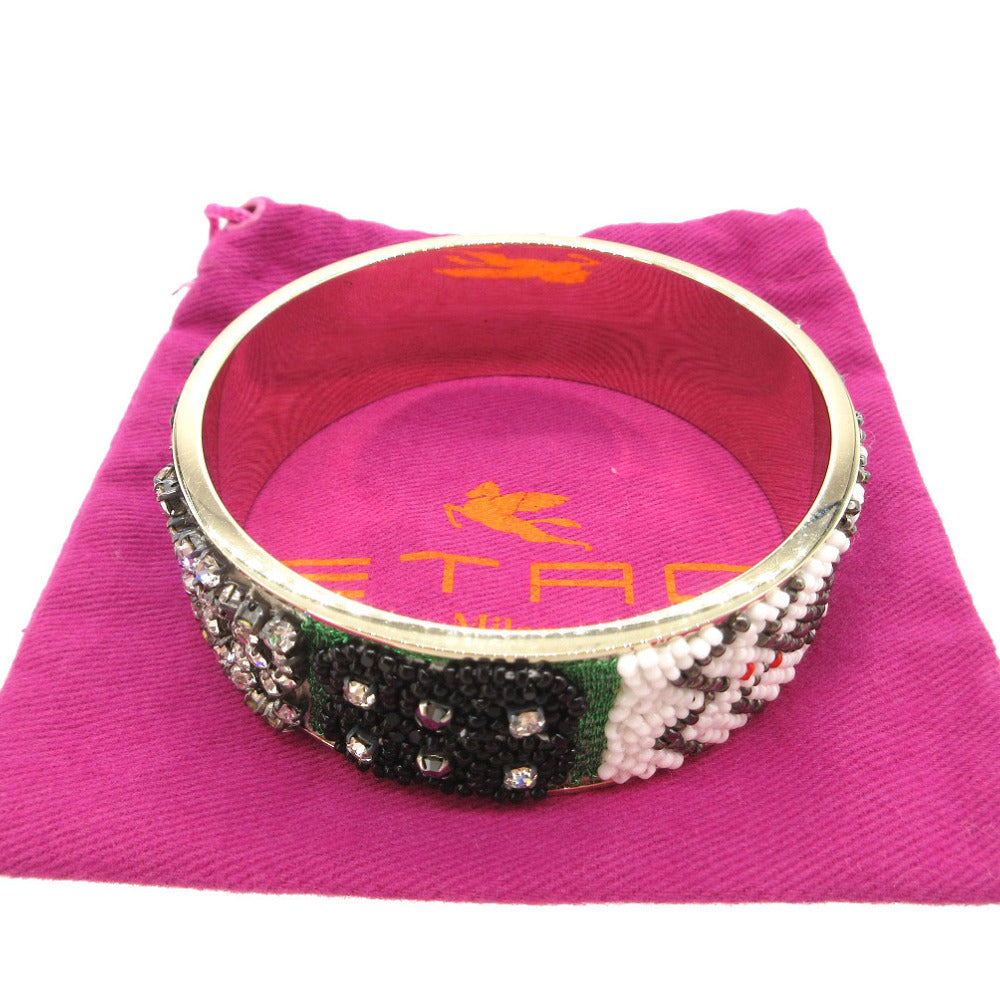 美品 エトロ バングル メタル/ラインストーン/ビーズ ゴールド 1387【中古】ETRO