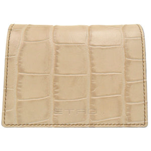 新品同様 エトロ クロコ型押し 二つ折り財布 レザー ペイズリー レザー ベージュ 1391【中古】ETRO