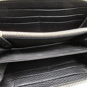 未使用 エトロ ペイズリー レザー ネイビー 紺 ラウンドファスナー長財布 財布 1393【中古】ETRO