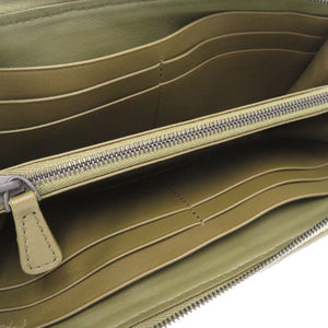 未使用 ボッテガ ヴェネタ カーキ ブラック レザー イントレチャート ラウンドファスナー 長財布 バイカラー 1434 【中古】 BOTTEGA VENETA メンズ