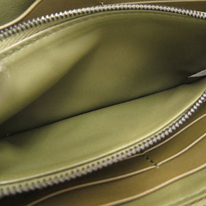 未使用 ボッテガ ヴェネタ カーキ ブラック レザー イントレチャート ラウンドファスナー 長財布 バイカラー 1434 【中古】 BOTTEGA VENETA メンズ