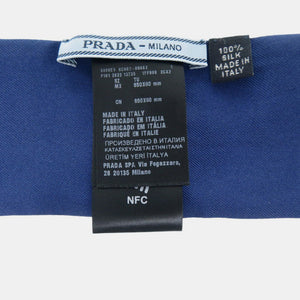 新品同様 プラダ シルク ブルー ホワイト グリーン 1FF008 青 白 緑 スカーフ 1480【中古】PRADA