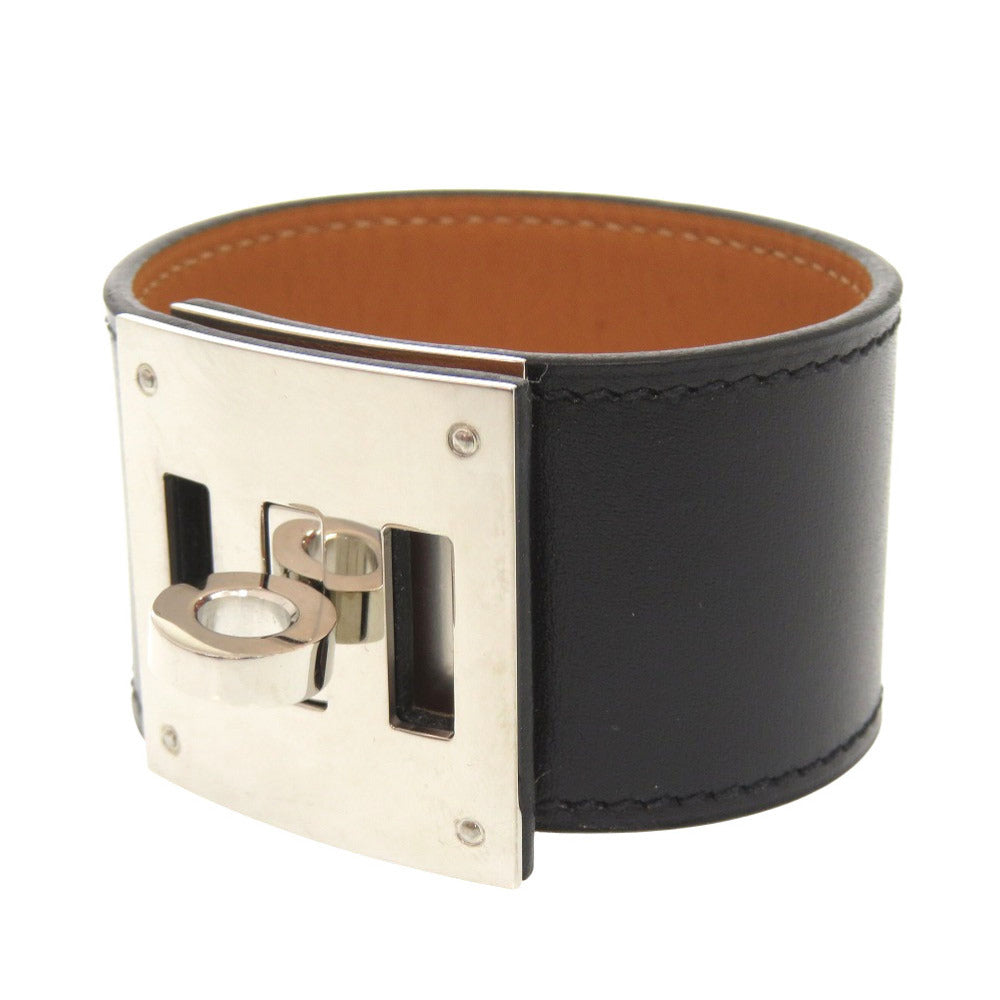 美品 エルメス ケリードッグ ボックスカーフ ブラック シルバー金具 D刻印(2019年製) ブレスレット 1496 【中古】 HERMES