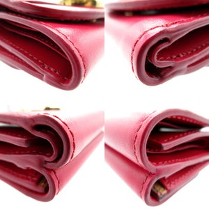 新品同様 クロエ クロエシー コンパクトウォレット 三つ折り財布 レザー/カーフレザー クリムゾンピンク 1533【中古】Chloe