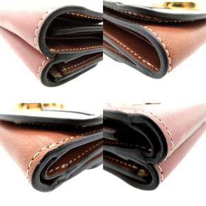 新品同様 クロエ クロエシー コンパクトウォレット 三つ折り財布 レザー/カーフレザー ラスティピンク ホワイト 1535【中古】Chloe