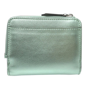 新品同様 フェンディ 8M0490 FFダイヤモンド コンパクトウォレット レザー メタリックグリーン 緑 2つ折り財布 財布 1554【中古】FENDI