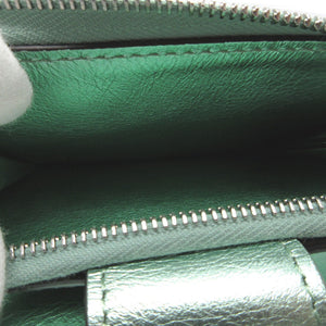 新品同様 フェンディ 8M0490 FFダイヤモンド コンパクトウォレット レザー メタリックグリーン 緑 2つ折り財布 財布 1554【中古】FENDI