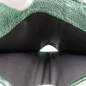 新品同様 フェンディ 8M0490 FFダイヤモンド コンパクトウォレット レザー メタリックグリーン 緑 2つ折り財布 財布 1554【中古】FENDI