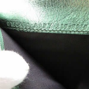 新品同様 フェンディ 8M0490 FFダイヤモンド コンパクトウォレット レザー メタリックグリーン 緑 2つ折り財布 財布 1554【中古】FENDI