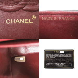 シャネル マトラッセ25 ダブルフラップ 1番台 ラムスキン ゴールド金具 ブラック ショルダーバッグ 黒 1574【中古】CHANEL