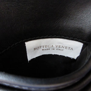 新品同様 ボッテガヴェネタ イントレチャート レザー ブラック 黒 2つ折り財布 財布 1602【中古】BOTTEGA VENETA