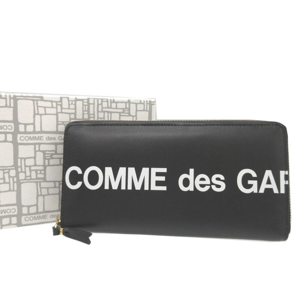 新品同様 コムデギャルソン ロゴ レザー ブラック 黒 ラウンドファスナー長財布 財布 1604【中古】COMME des GARCONS