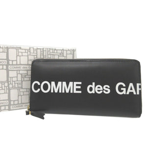 新品同様 コムデギャルソン ロゴ レザー ブラック 黒 ラウンドファスナー長財布 財布 1604【中古】COMME des GARCONS