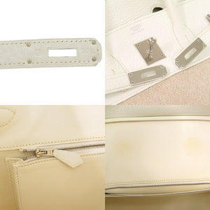 エルメス バーキン35 トワルアッシュ トリヨンクレマンス ホワイト シルバー金具 □J刻印 ハンドバッグ 白 1611 【中古】 HERMES