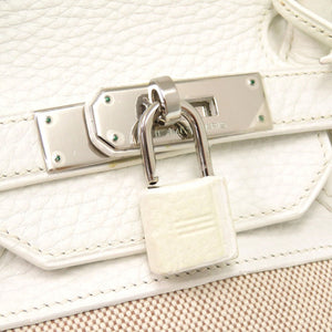 エルメス バーキン35 トワルアッシュ トリヨンクレマンス ホワイト シルバー金具 □J刻印 ハンドバッグ 白 1611 【中古】 HERMES