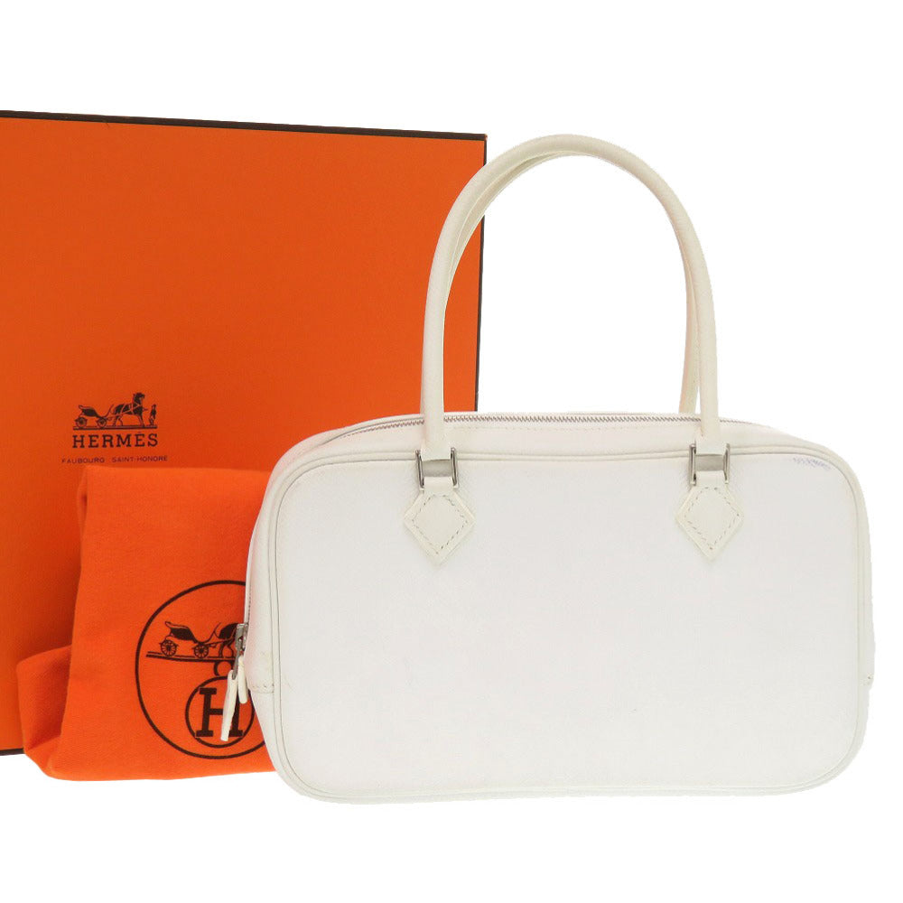 美品 エルメス プリュムエラン 20 ヴォーエプソン ホワイト シルバー金具 □L刻印 ハンドバッグ 白 1625 【中古】 HERMES