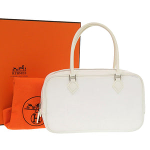 美品 エルメス プリュムエラン 20 ヴォーエプソン ホワイト シルバー金具 □L刻印 ハンドバッグ 白 1625 【中古】 HERMES