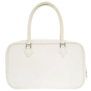 美品 エルメス プリュムエラン 20 ヴォーエプソン ホワイト シルバー金具 □L刻印 ハンドバッグ 白 1625 【中古】 HERMES