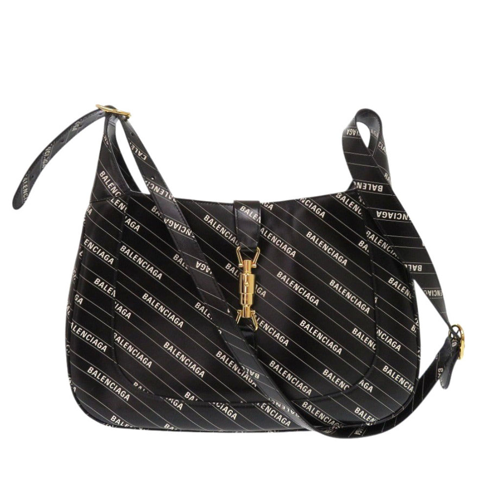 新品同様 グッチ ジャッキー1961 ザハッカープロジェクト バレンシアガコラボ 636712 レザー ブラック ショルダーバッグ 黒 1707【中古】GUCCI