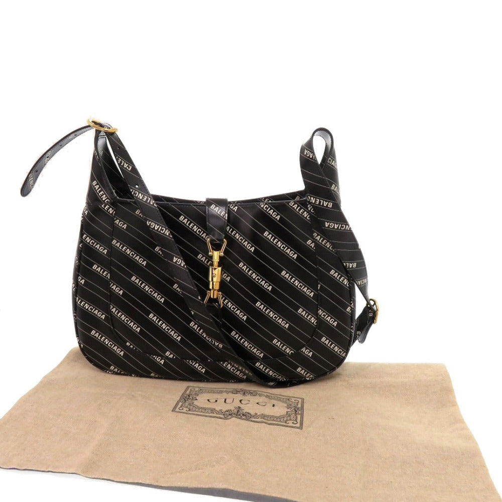 新品同様 グッチ ジャッキー1961 ザハッカープロジェクト バレンシアガコラボ 636712 レザー ブラック ショルダーバッグ 黒 1707【中古】GUCCI